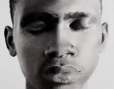 portrait d'un jeune homme d'après photo, dessin, fusain et Graphite - detail 